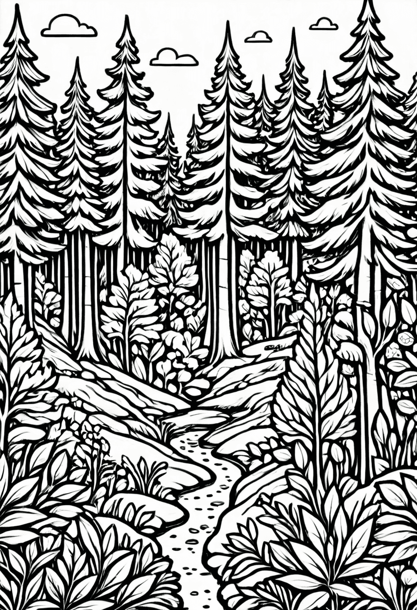 Woodland Adventure — free printable coloring page to download and print
