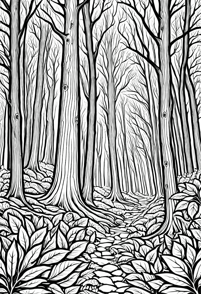 Woodland Wander — free printable coloring page to download and print