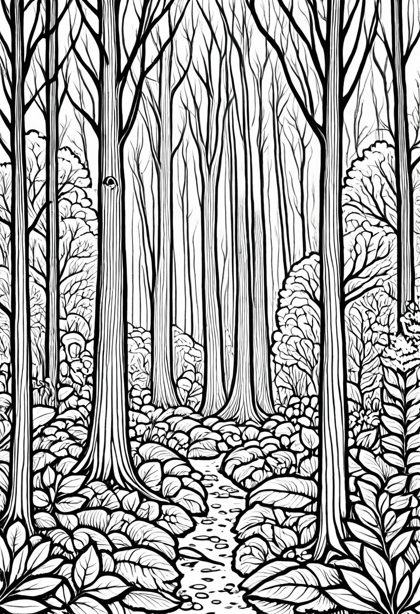 Woodland Wander — free printable coloring page to download and print
