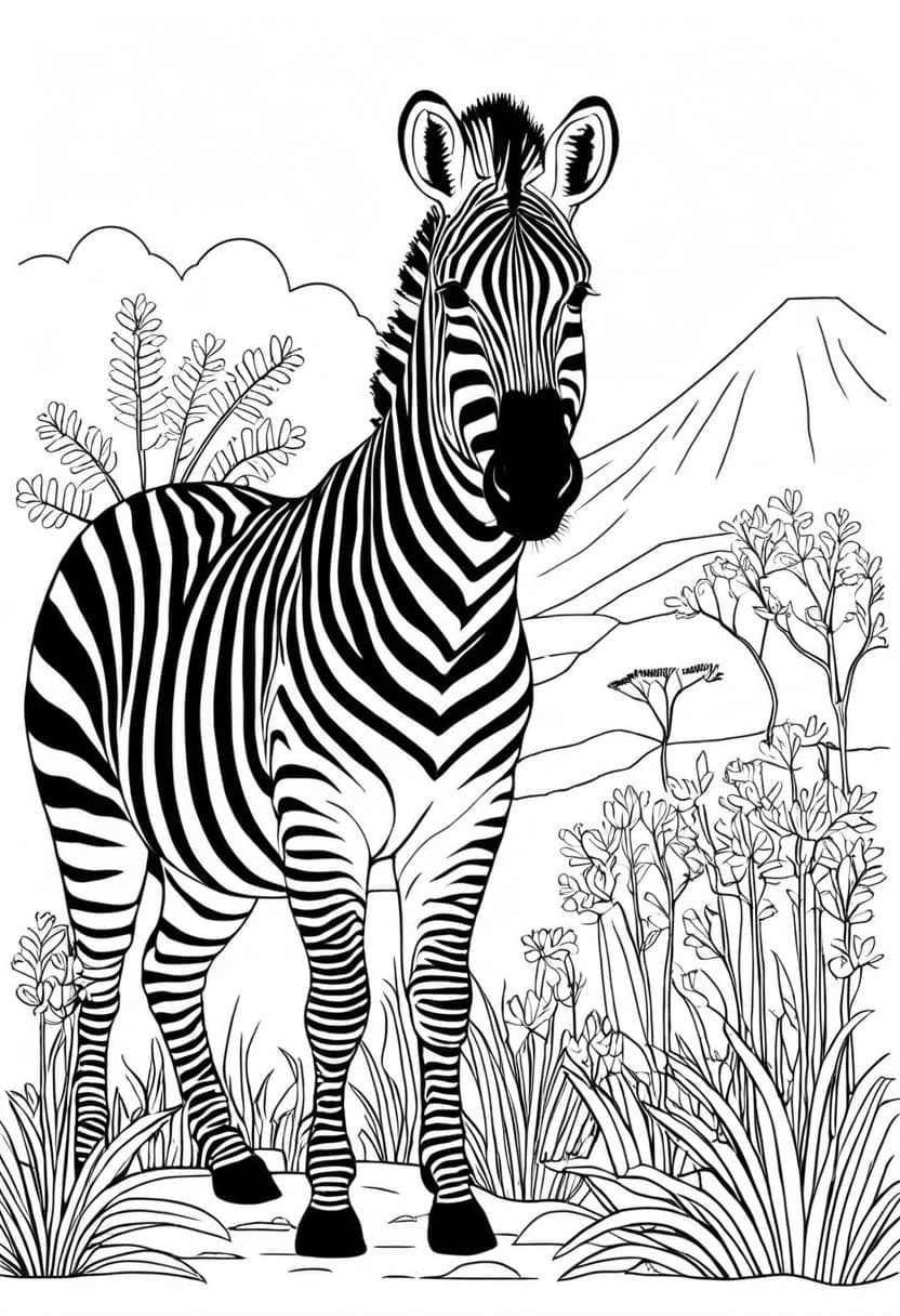 Zebras Mesa Retreat — free printable coloring page to download and print